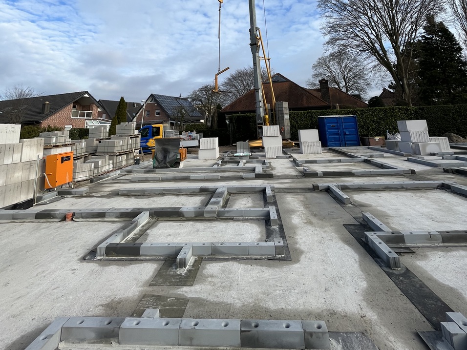 Bodenplatte für das Mehrfamilienhaus in Gronau