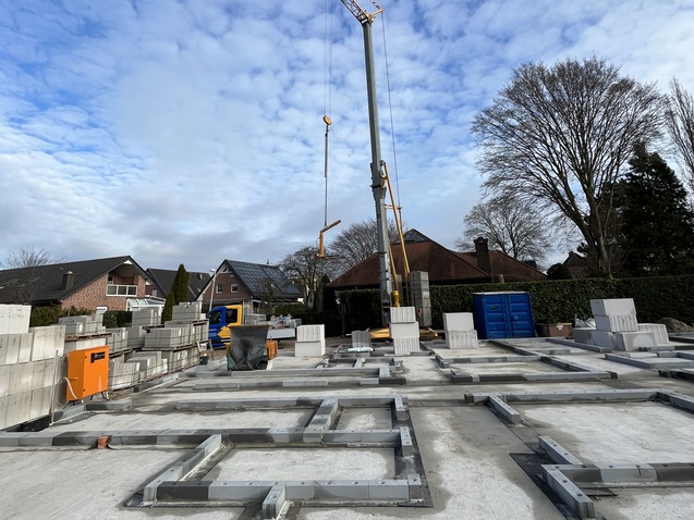 Bodenplatte für das Mehrfamilienhaus in Gronau